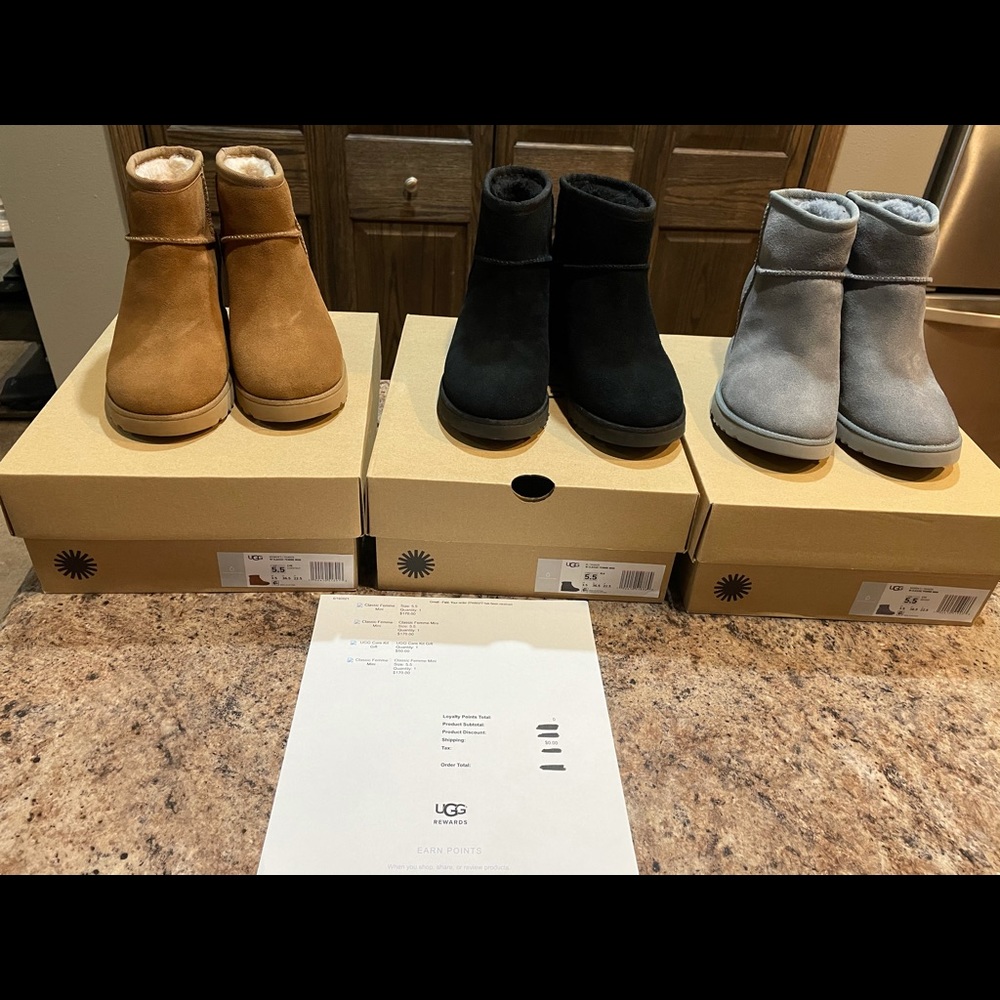BRAND NEW UGG Femme Mini Boots.Never worn Sz 5.5🧡